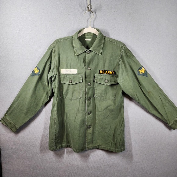 US Army Other - 1965 US Army OG-107 Fatigue Shirt Type III Green Shade 107 D1-9409 Vietnam Era